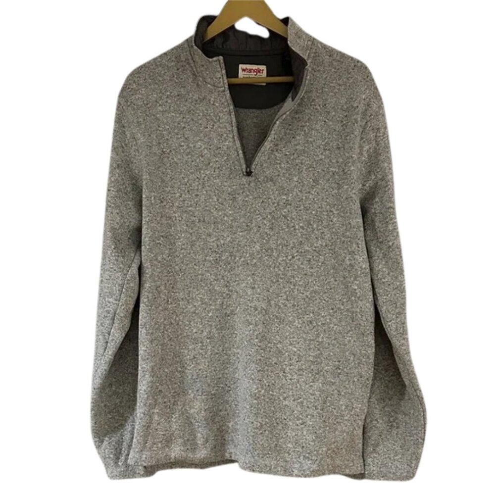 Wrangler Men’s Gray Quarter Zip Pullover Lightweight Casual Sweater